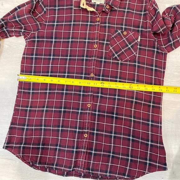 Burton Durable Goods Plaid Flannel long Sleeve Button Down Womens Size L Burgund - Picture 10 of 17